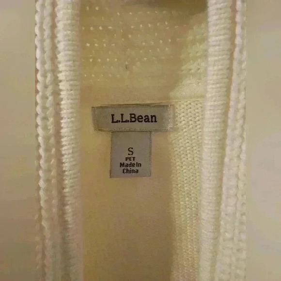 LL Bean Ivory Open Front Cardigan Sweater Size S Petite - Picture 2 of 5